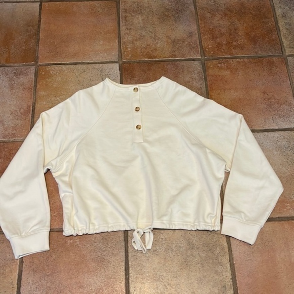 Grade & Gather  by Madewell 3 button crewneck cinch waist pullover